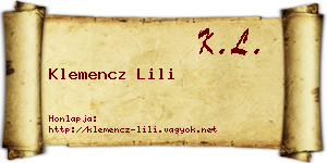 Klemencz Lili névjegykártya